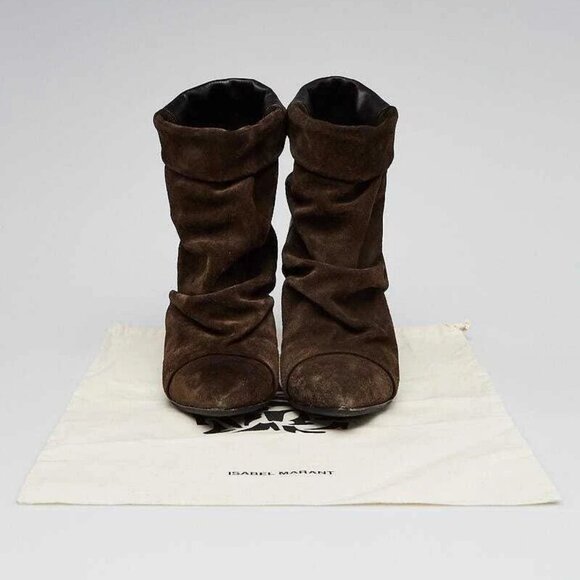 Isabel Marant Khaki Suede and Leather Andrew Ankle Boots Size 6.5/37 - Picture 1 of 6